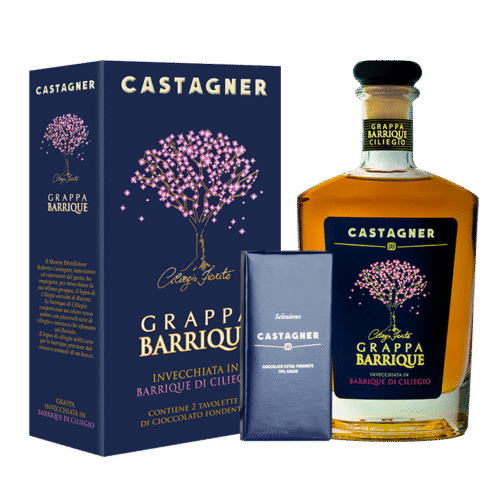 Grappa Riserva Barrique in Rovere di Ciliegio 18 mesi és Csoki Castagner 0,70L