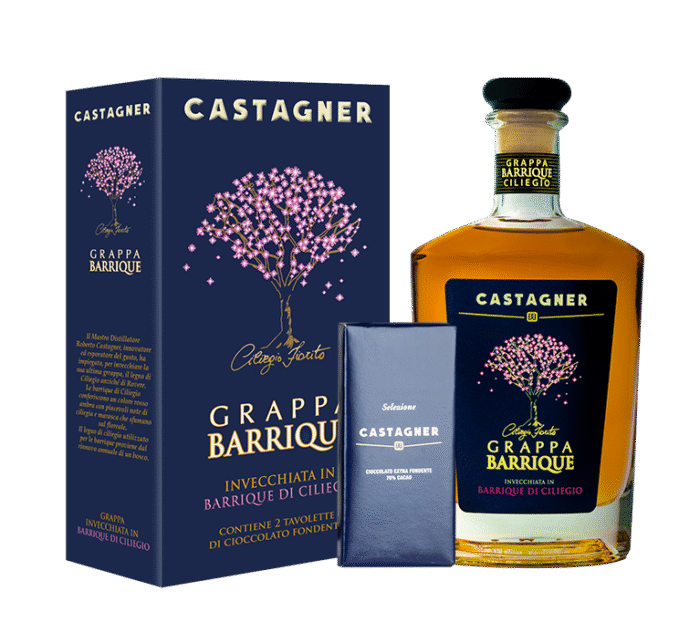 Grappa Riserva Barrique in Rovere di Ciliegio 18 mesi és Csoki Castagner 0,70L